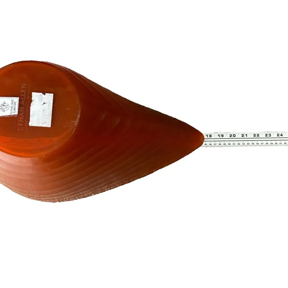 Ethan Allen‎ Adara Glass Bowl Orange Amber XL Floor Vase Abstract Centerpiece
